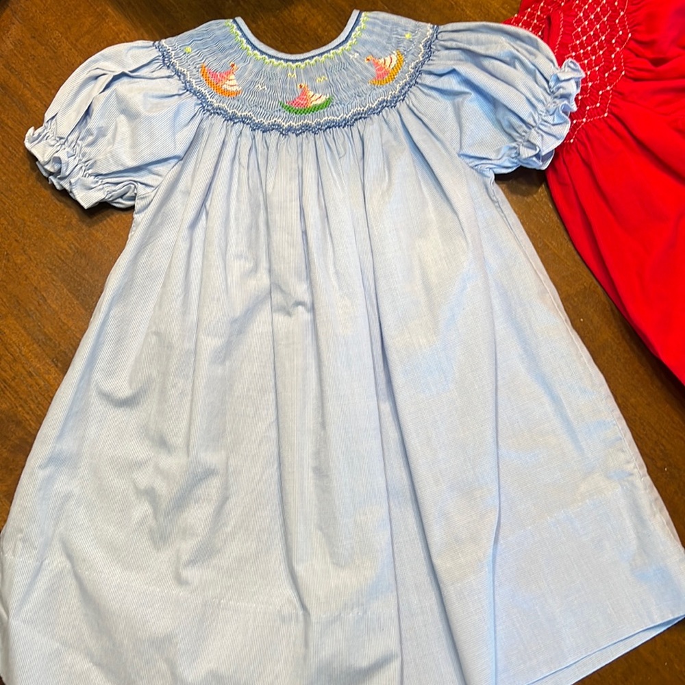 Sailboat smocked dress